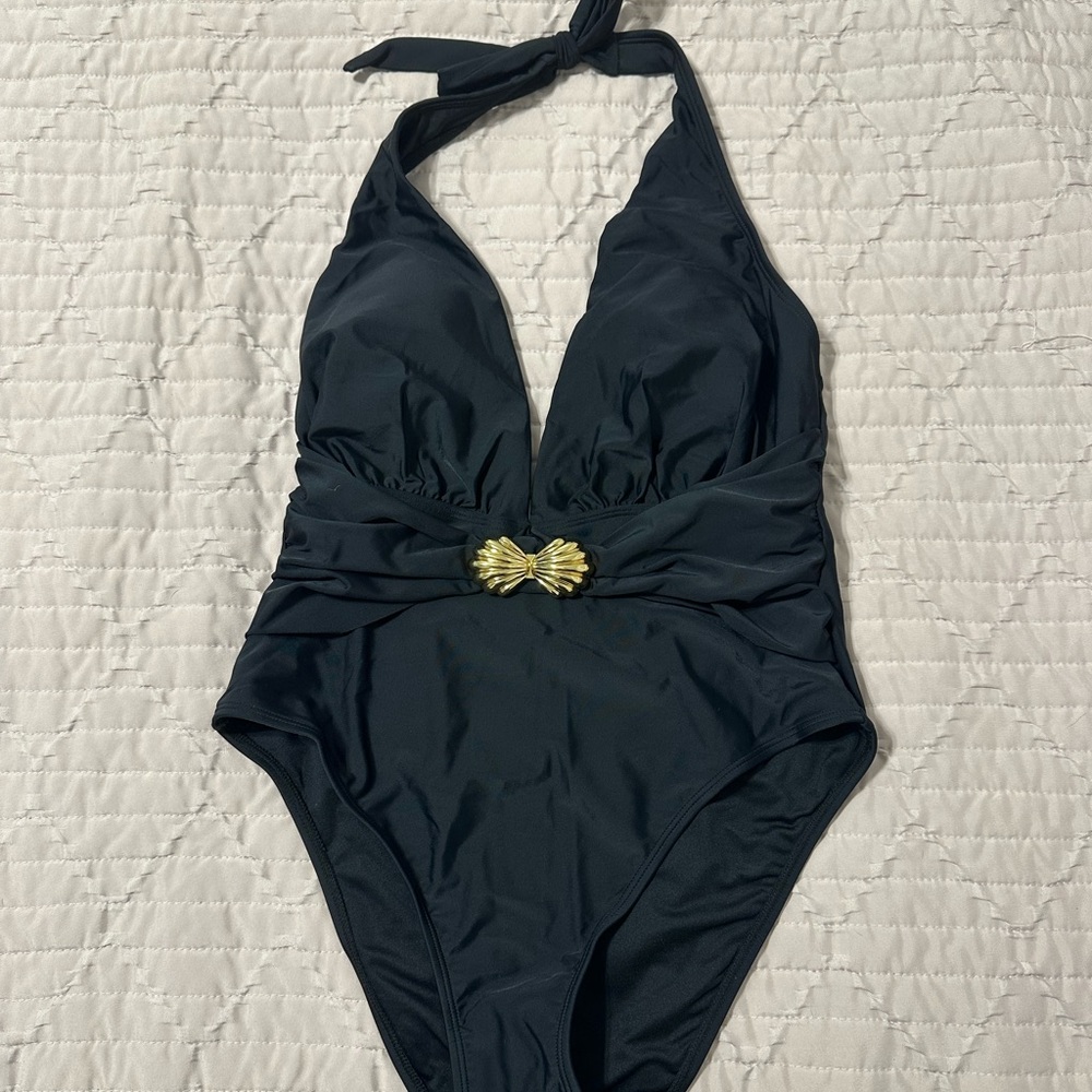 Cupshe Black One Piece Swimsuit with Gold Accent